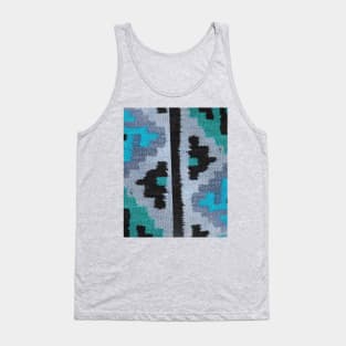 aqua abstract rug pattern, abstract art, antique rug pattern, minimal art, modern art, carpet pattern, For custom orders please DM me.around Tank Top